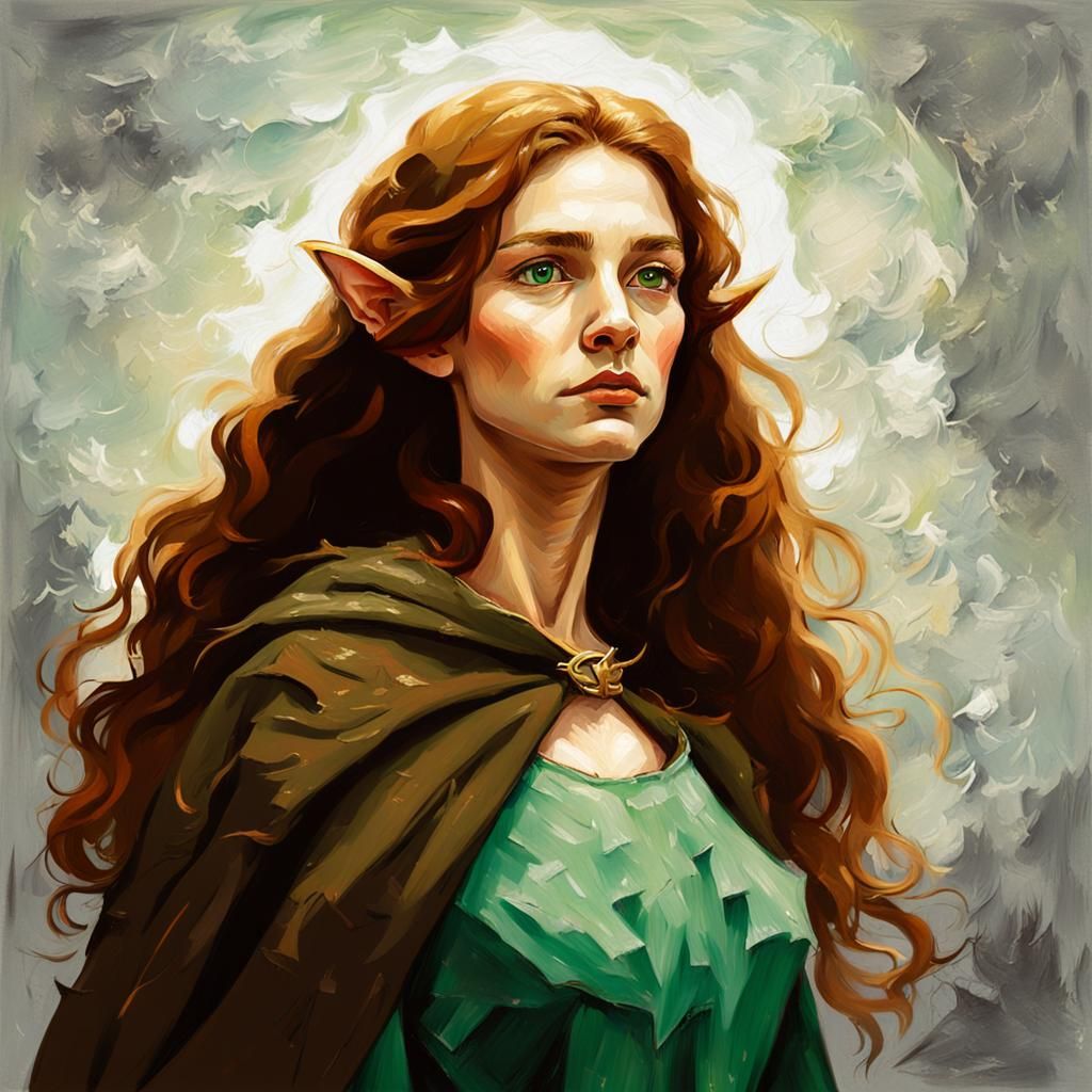 Elf Portrait in Van Gogh Impressionist Style
