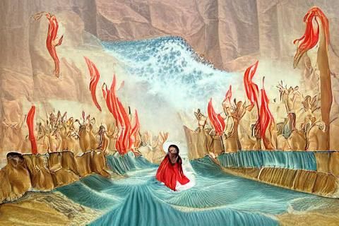 Moses Parts Fiery Red Sea