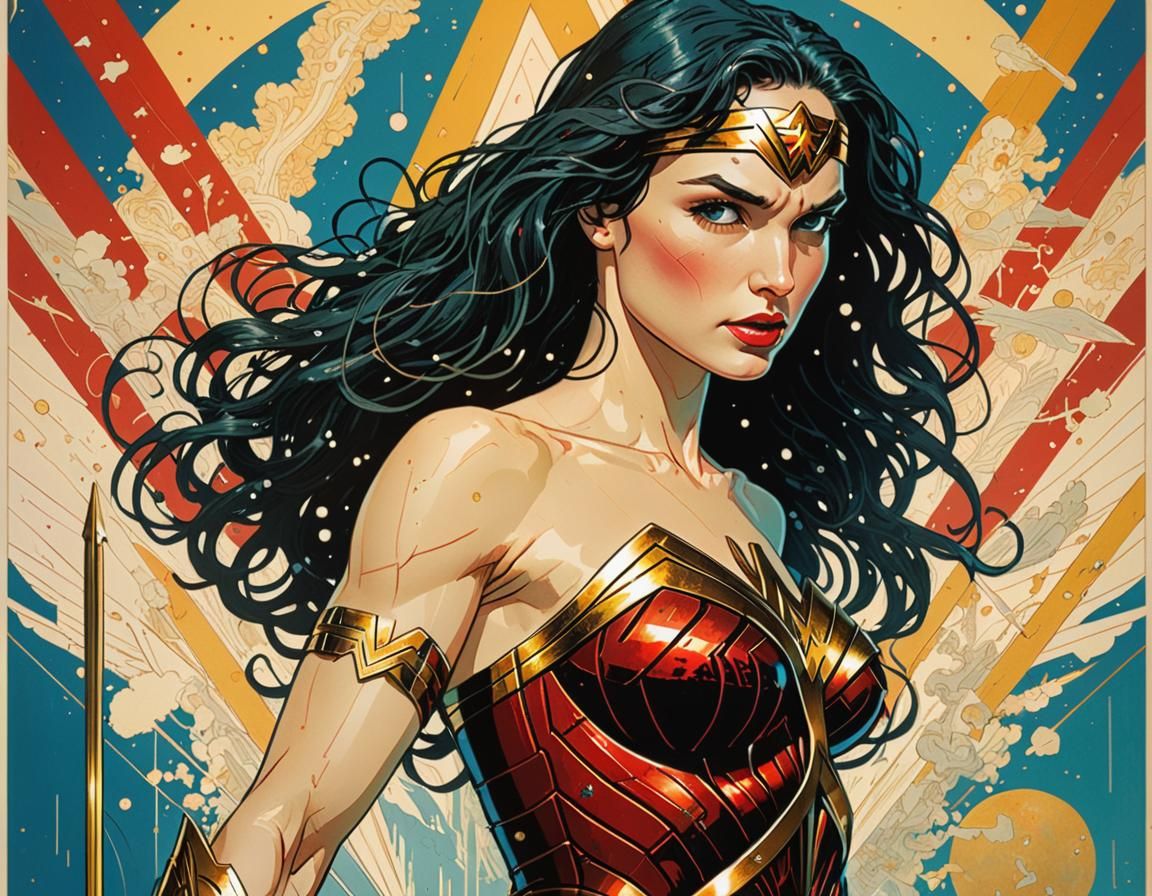 Wonder Woman Film Poster in Illustrative Style