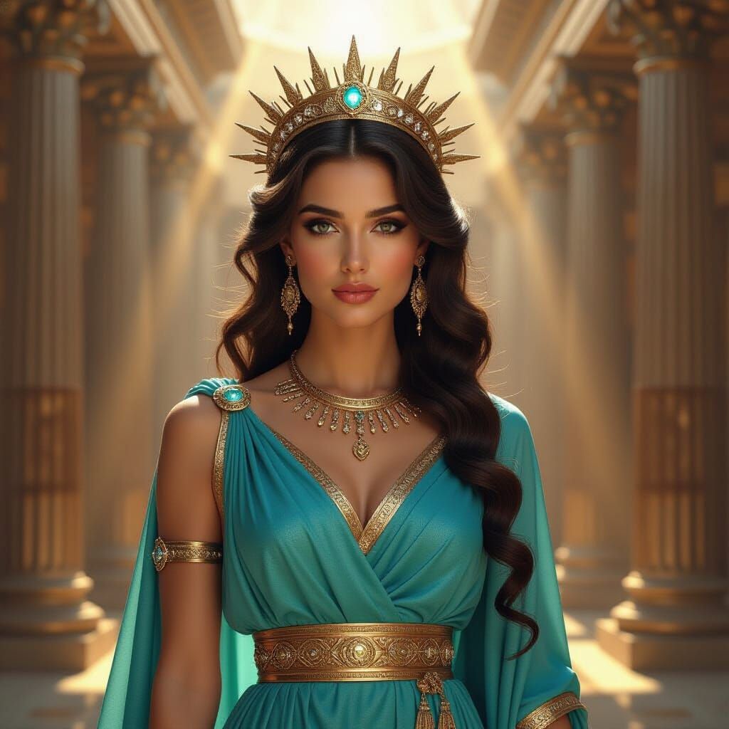 Theia: Greek Goddess of Light in Ancient Temple