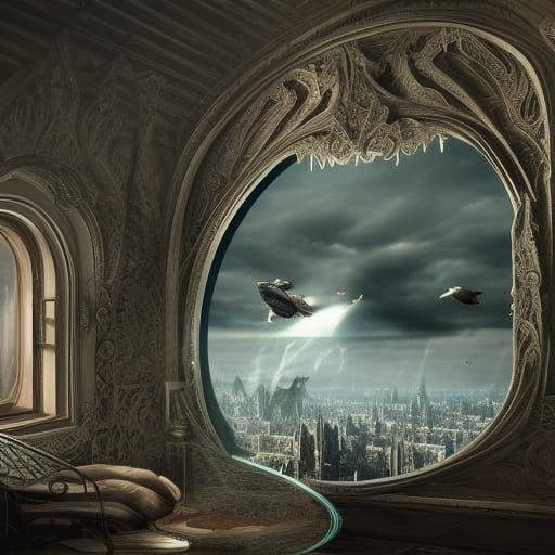 Detailed Magnifying Glass in Digital Matte Painting