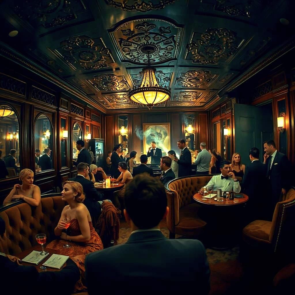 1920s Speakeasy Scene in Art Deco Style