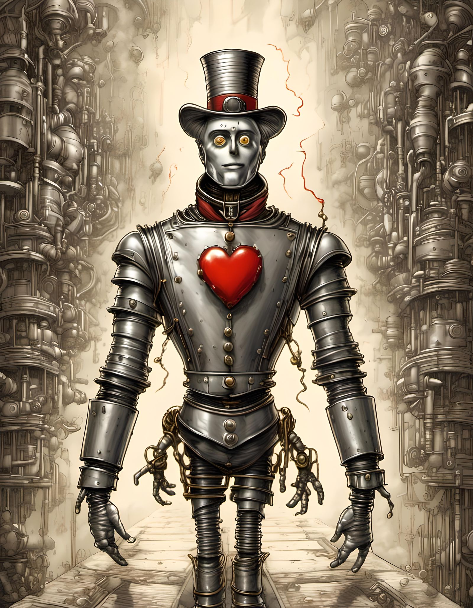 Steampunk Tin Man of Oz with Red Heart