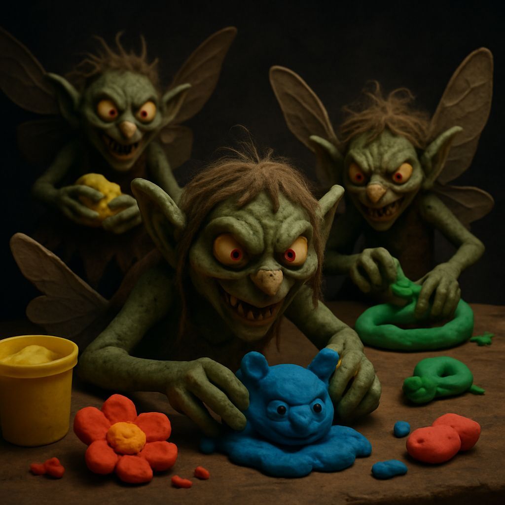 Macabre Play Dough Pixies in 3D Pixar Style