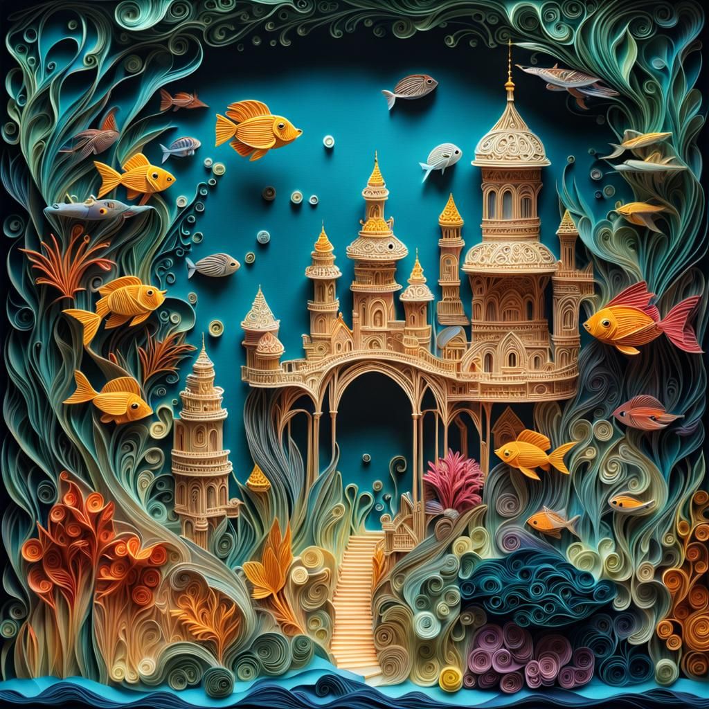 Detailed Underwater Kingdom in Papercraft Style