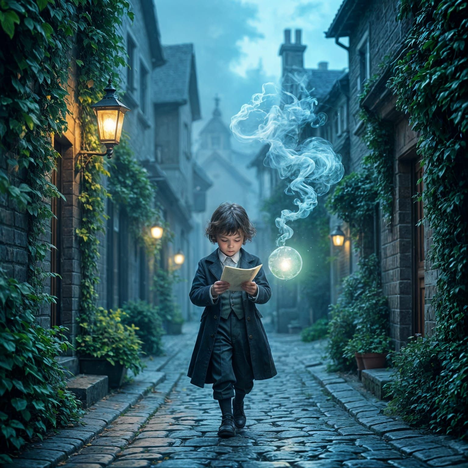 Child with Glowing Orb in Victorian England