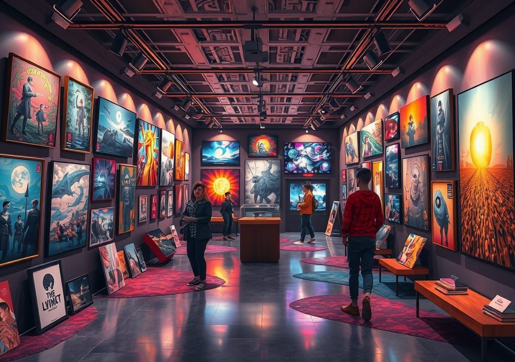 Vibrant Digital Art Gallery Displaying Diverse Artwork