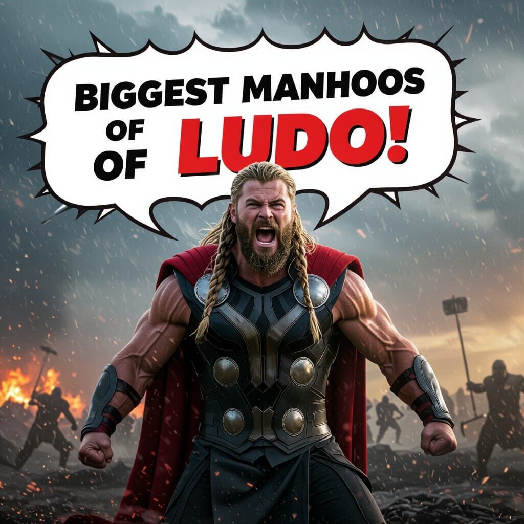 Angry Thor Shouting "BIGGEST MANHOOS OF LUDO" Realistic Phot...