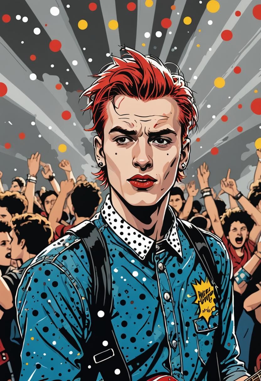 High-Energy Punk Rock Guitarist Illustration