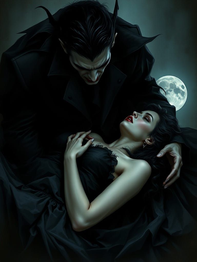 Ethereal Dark Fantasy Vampire Scene in Gothic Style