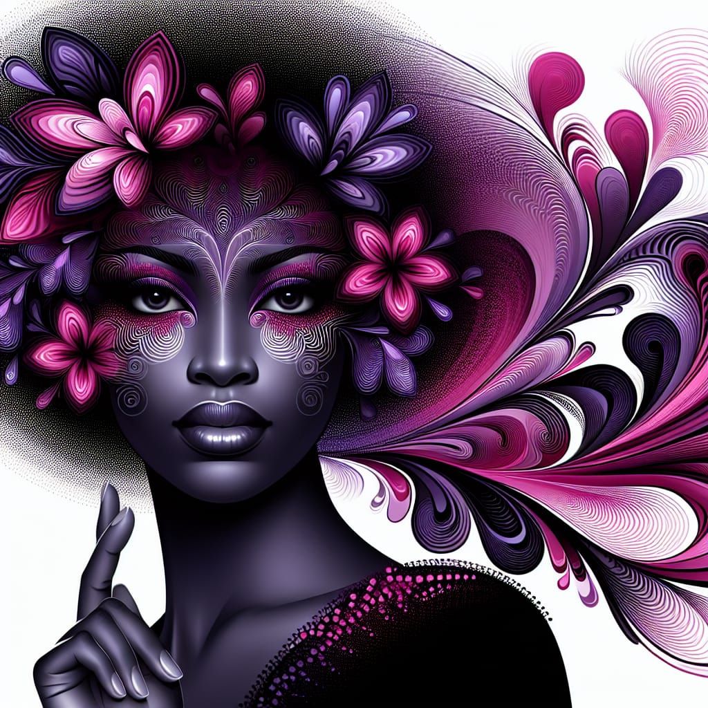 Woman with Floral Eyes in Abstract Vector Art