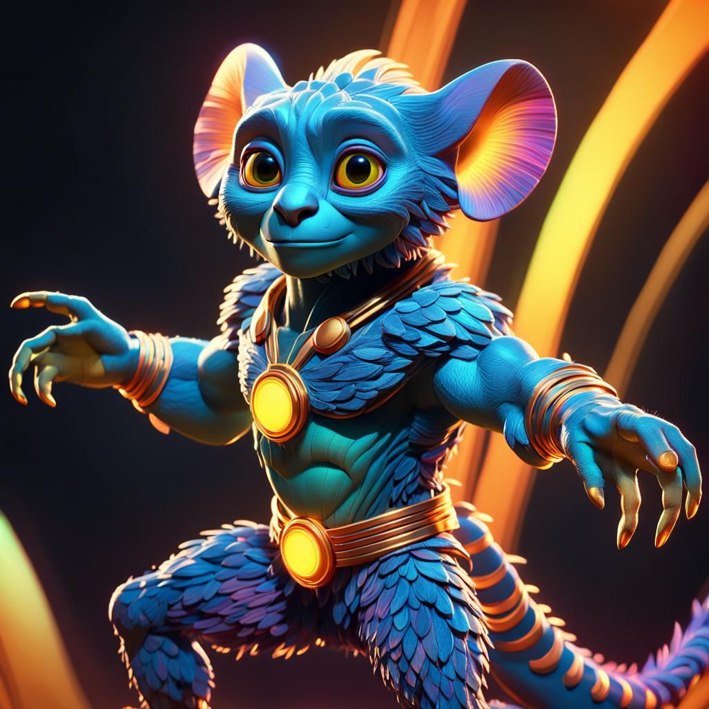 Hyper-Realistic Bwana in Dramatic Pose, Pixar-Style 3D Conce...