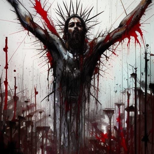 Jesus Christ with Crown of Thorns in Speedpaint Style