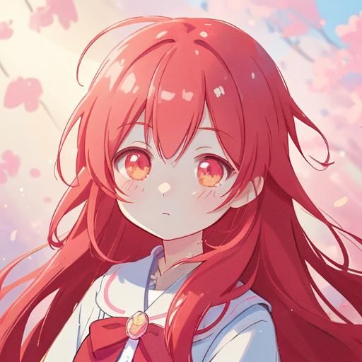 Cute Red-Haired Girl Portrait in Moe Manga Style