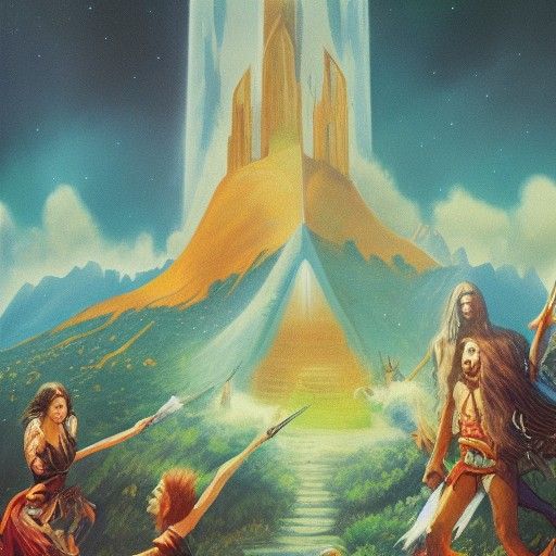 Epic Fantasy Novel Cover in 1970s Style