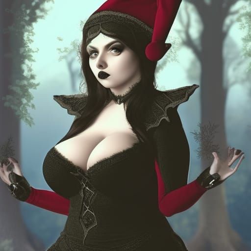 Hyperrealistic Plus Size Goth Elf Dining