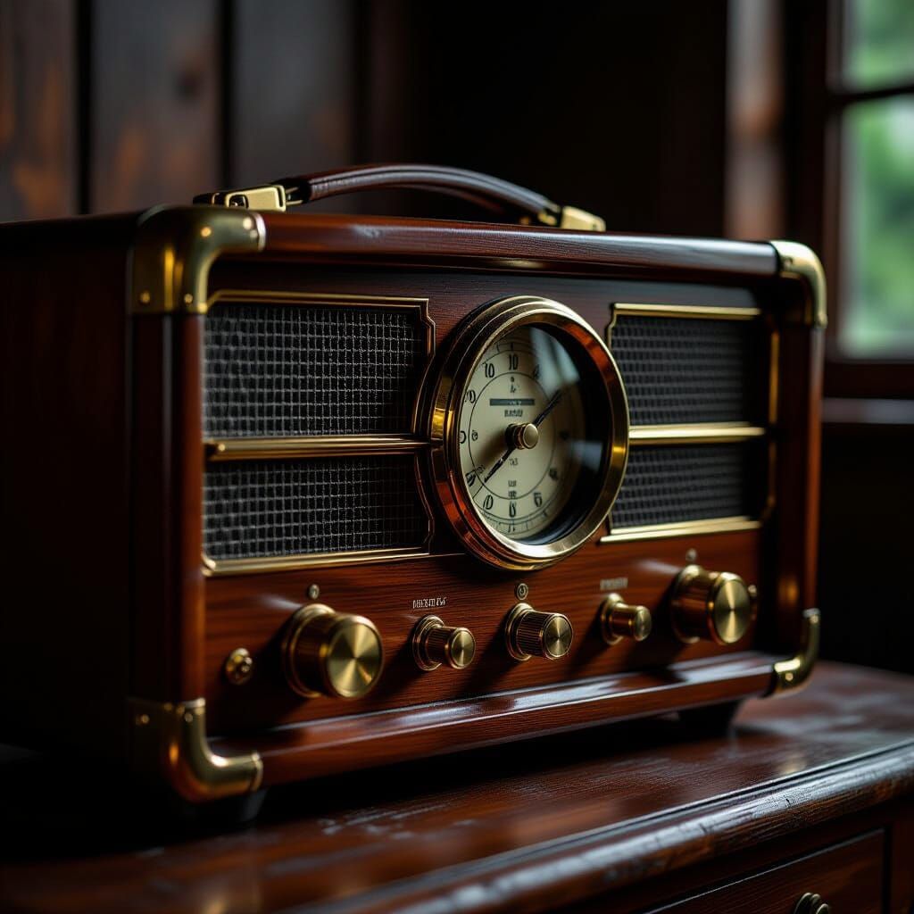Vintage Radio in Hyperrealistic Cinematic Style
