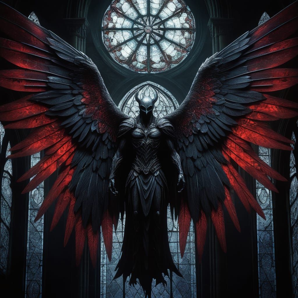 Majestic Dark Fantasy Creature with Soot Wings