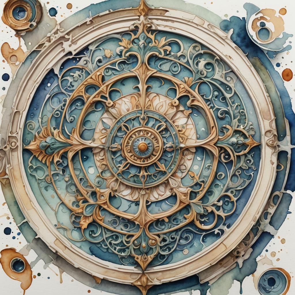 Watercolor Circle on Paper: Detailed Studio Photo