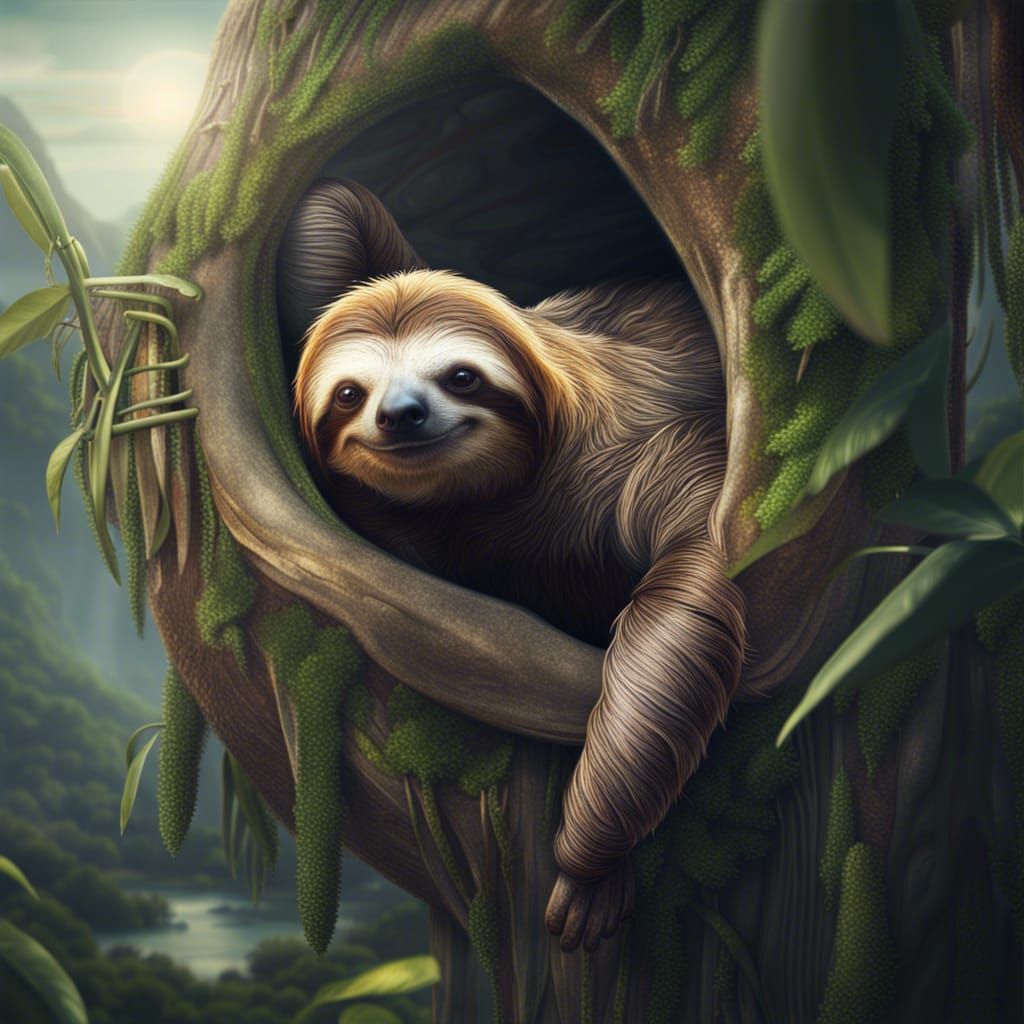 Detailed Optical Illusion of a Sloth