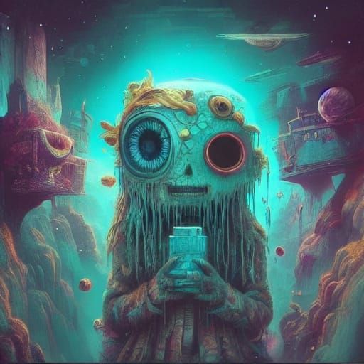 Bioluminescent Ruins: Underwater City in Dreamcore Style