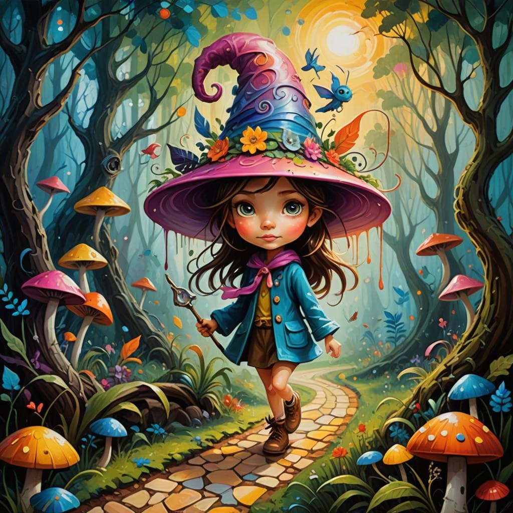 Vibrant Whimsical Fantasy Art in Triadic Colors