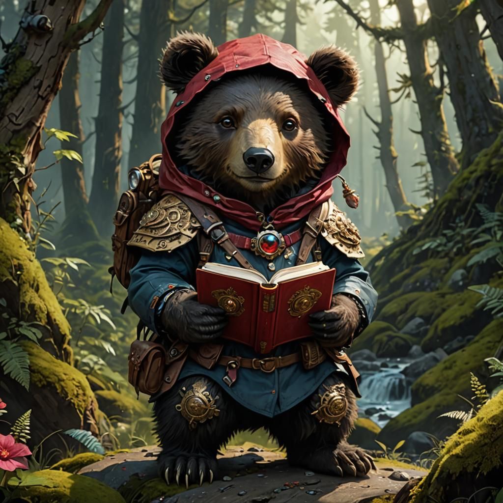 Fantasycore Mother Bear Creature Reading Adventure