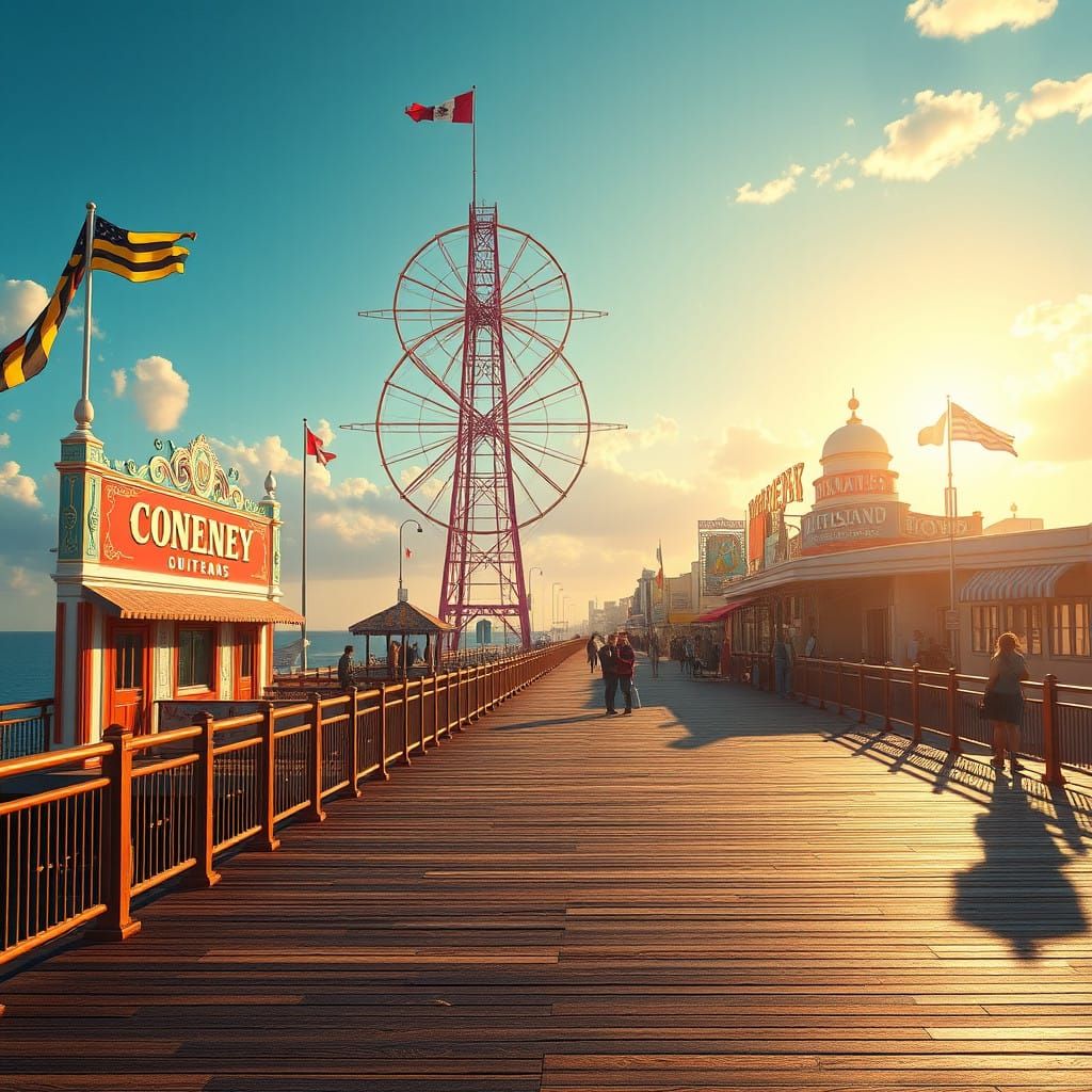 Surreal Summer Boardwalk in Vibrant Colors
