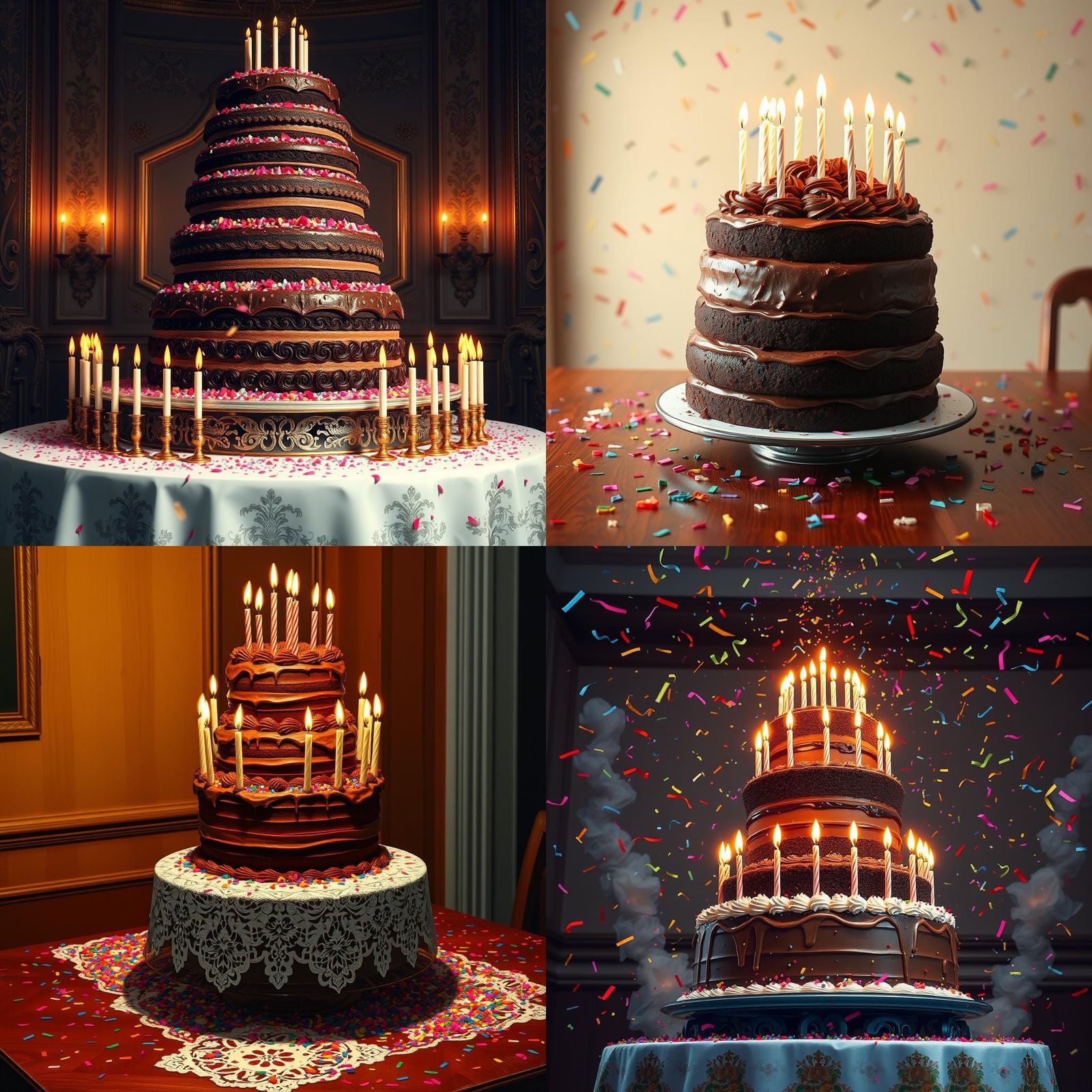 Celebratory Chocolate Cake with Candles and Confetti