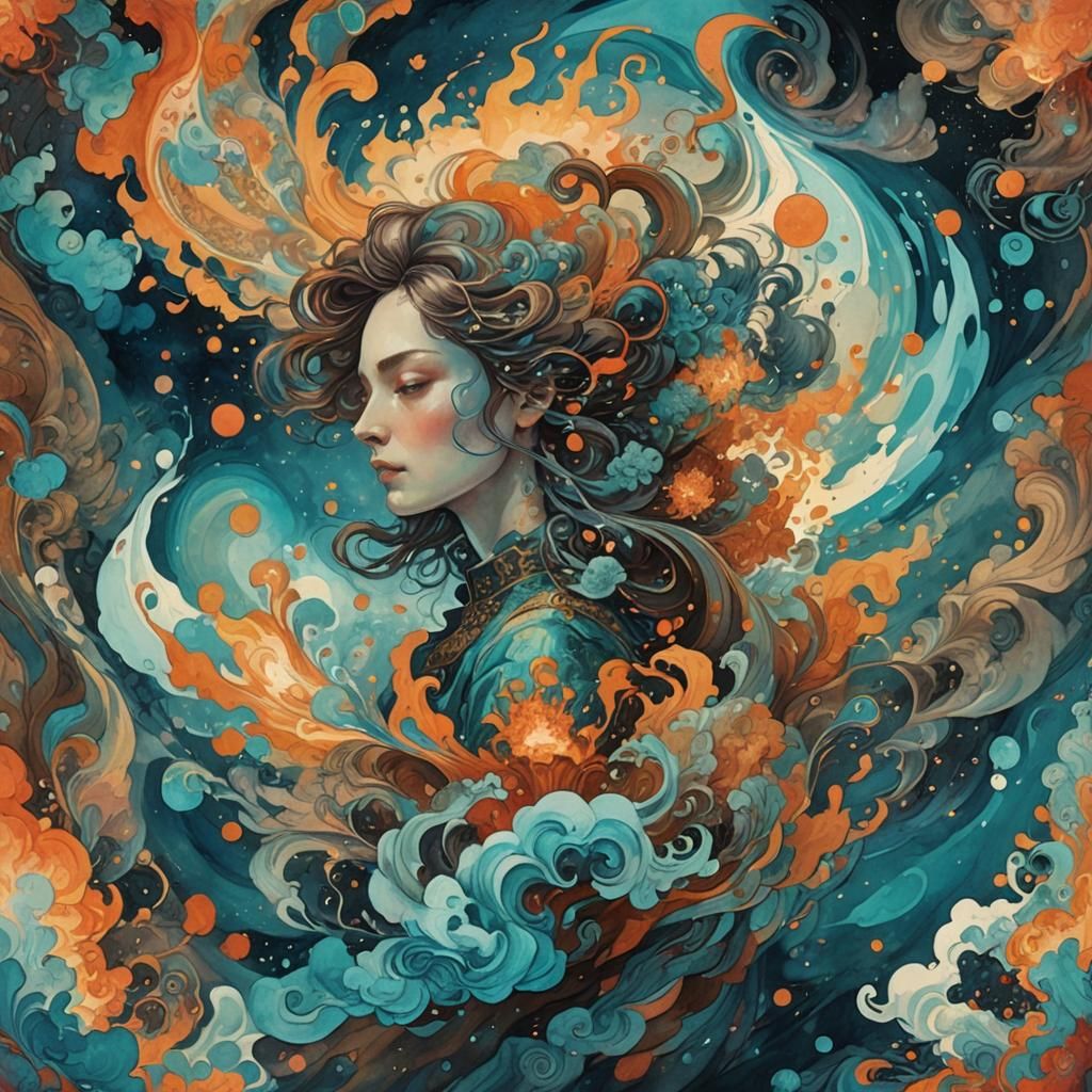 Psychedelic Collage with Swirling Vortexes in Digital Art