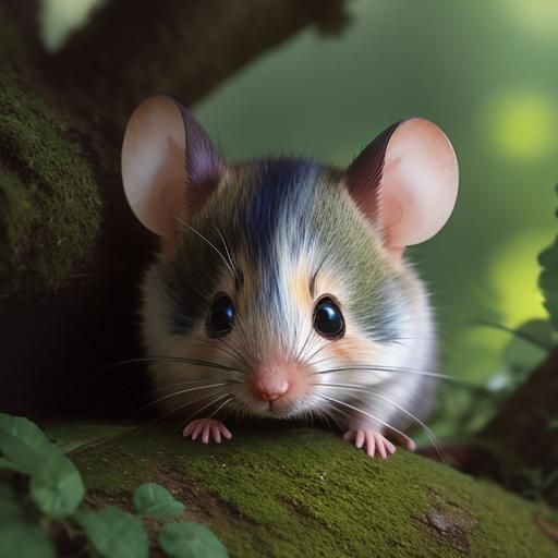 Adorable Mouse in Watercolor Forest Painting