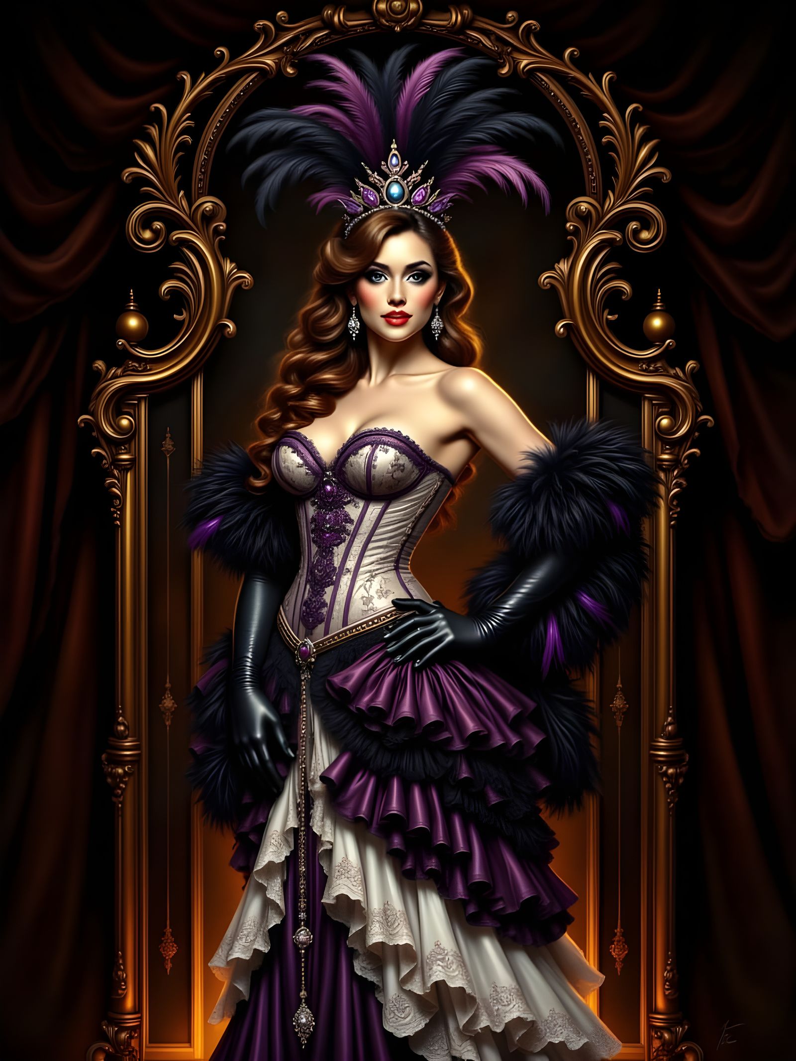 Elegant Burlesque Dancer in a Romantic Gothic Style