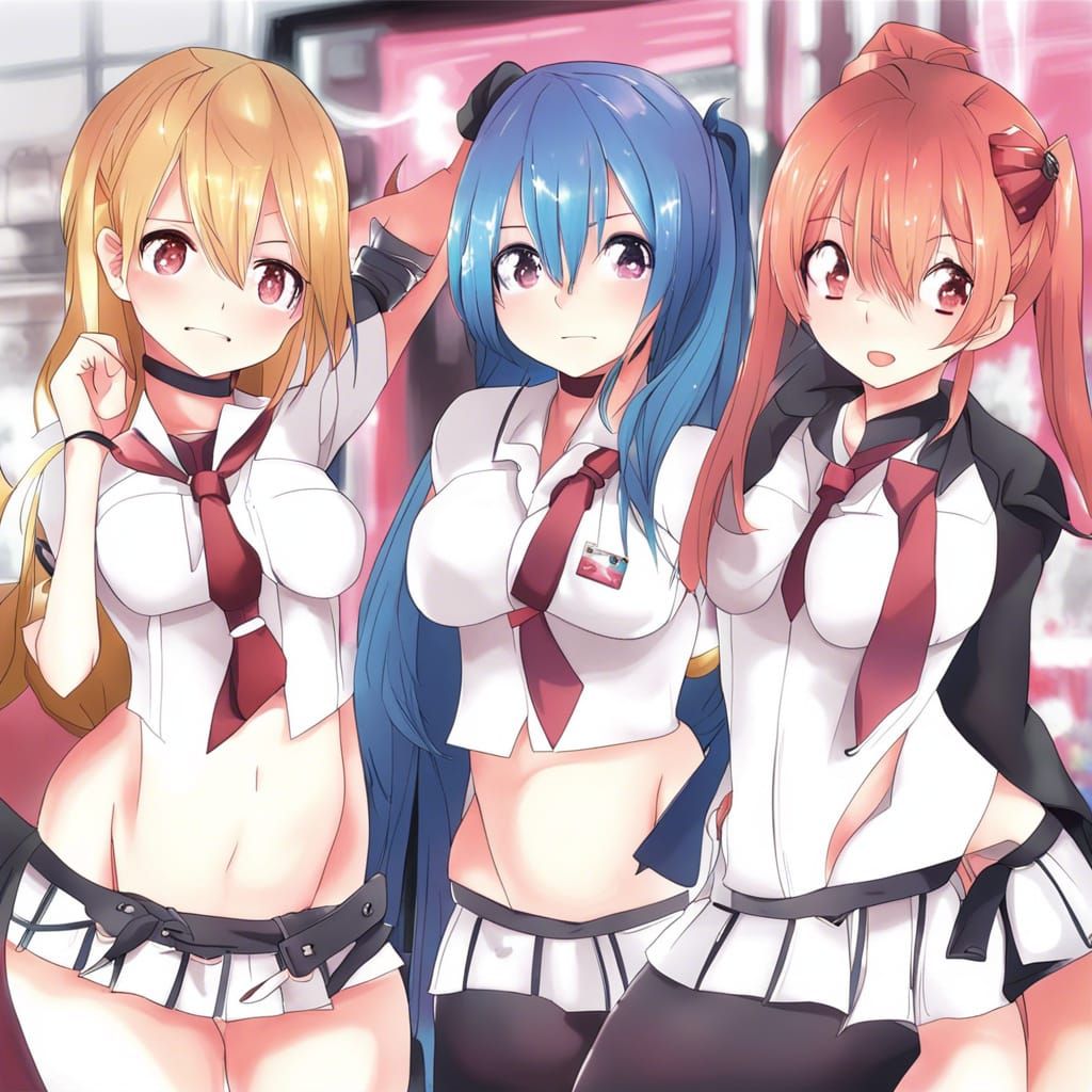 Anime Girls in Japanese Manga Style