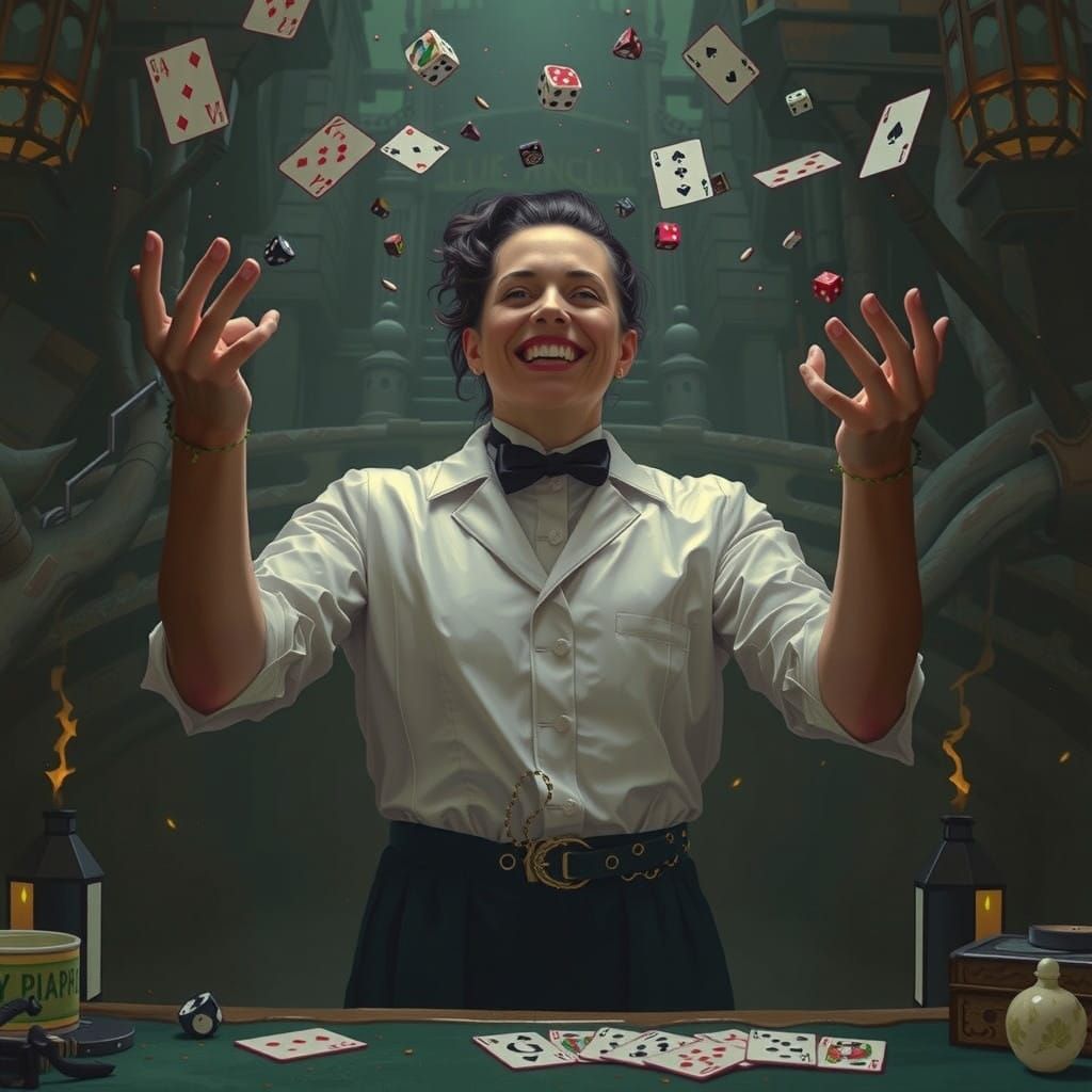 Elegant Victorian Joker Amidst Enchanted Cityscape