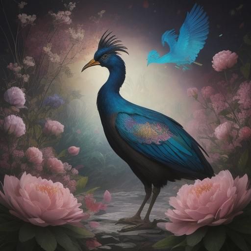 Himalayan Monal in Surreal Dali-esque Garden