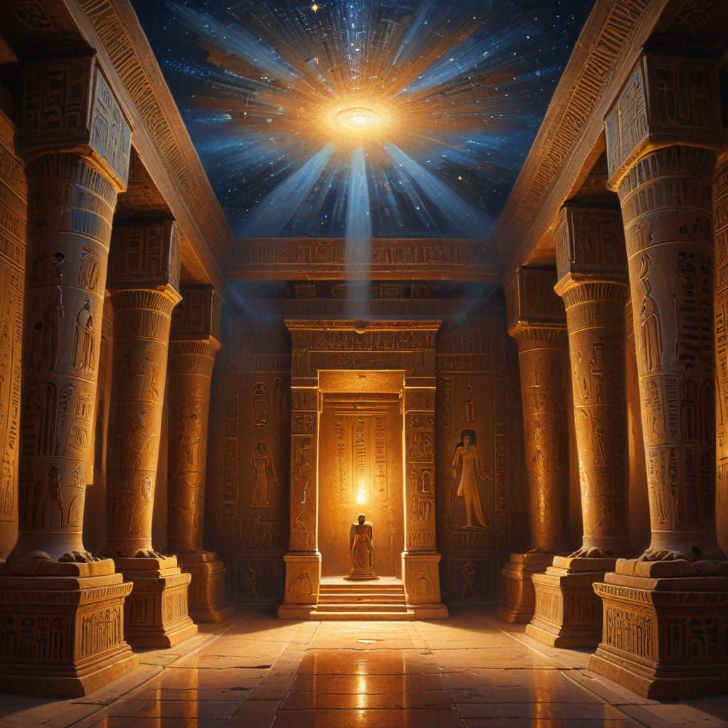 Ancient Egyptian Pharaoh's Tomb in Vibrant Digital Oil Paint...