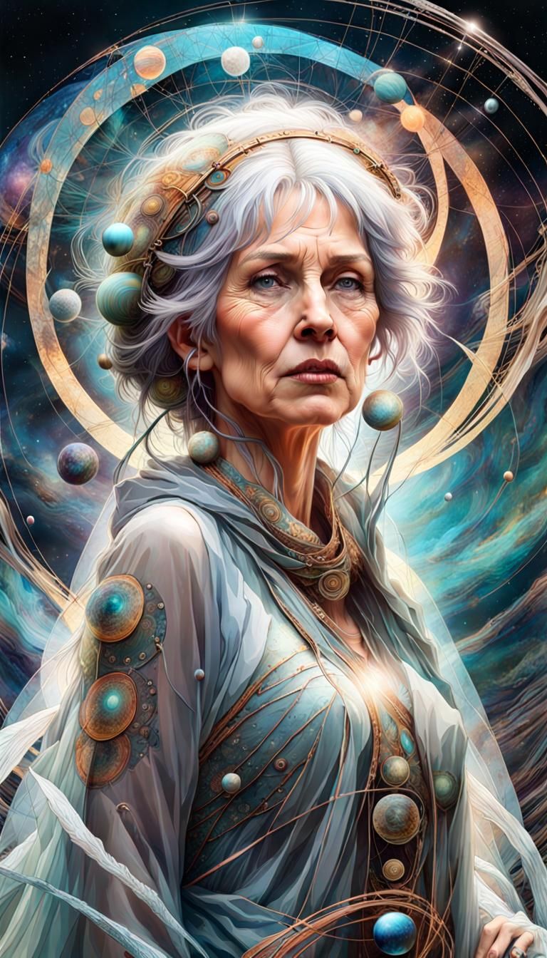 Art Nouveau Woman in Moonscape, 8K Resolution