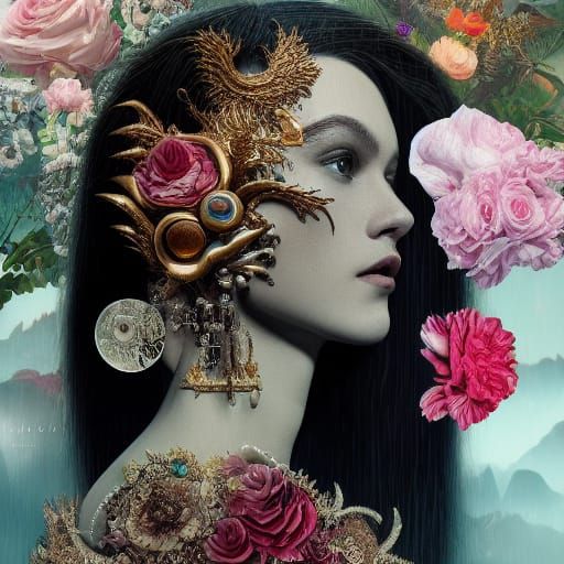 Elaborate Poetry Collage with 3D Liquid Details