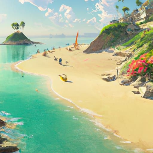 Hyperdetailed Beach Landscape in Photorealistic Style