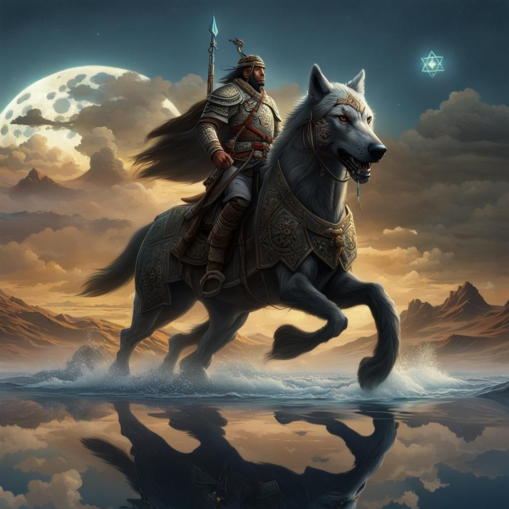 Asian Steppe Cavalry with Wolf and Star