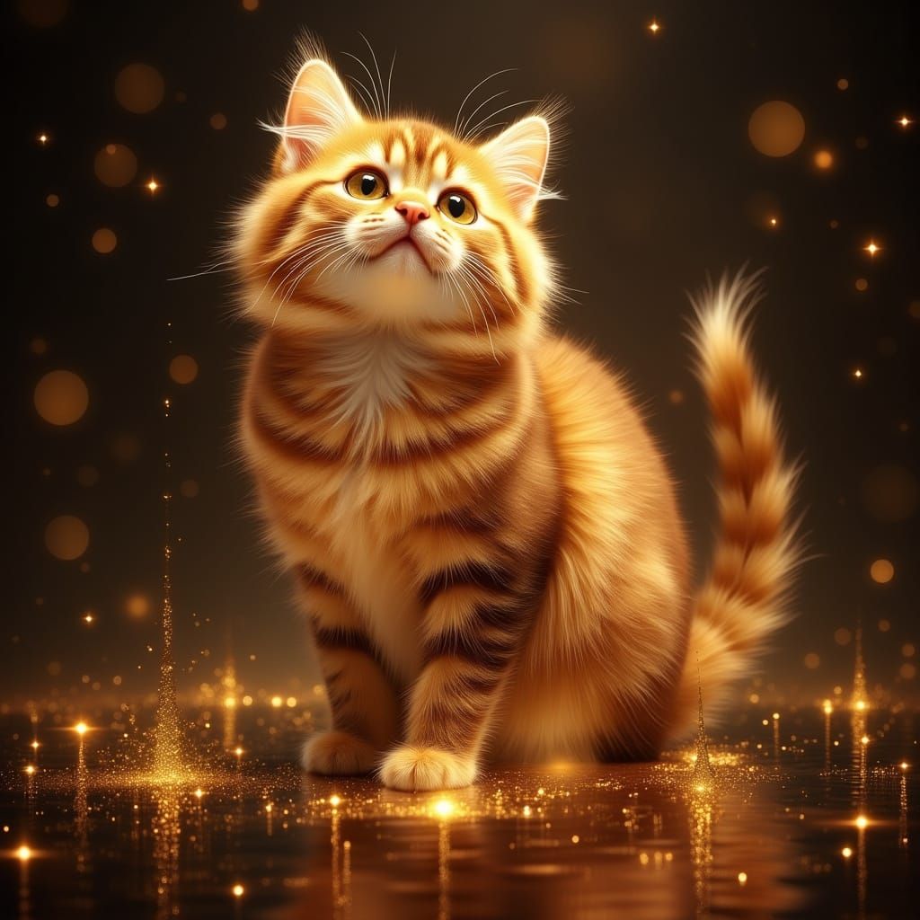 Golden Tabby Cat Radiates Warmth and Whimsy