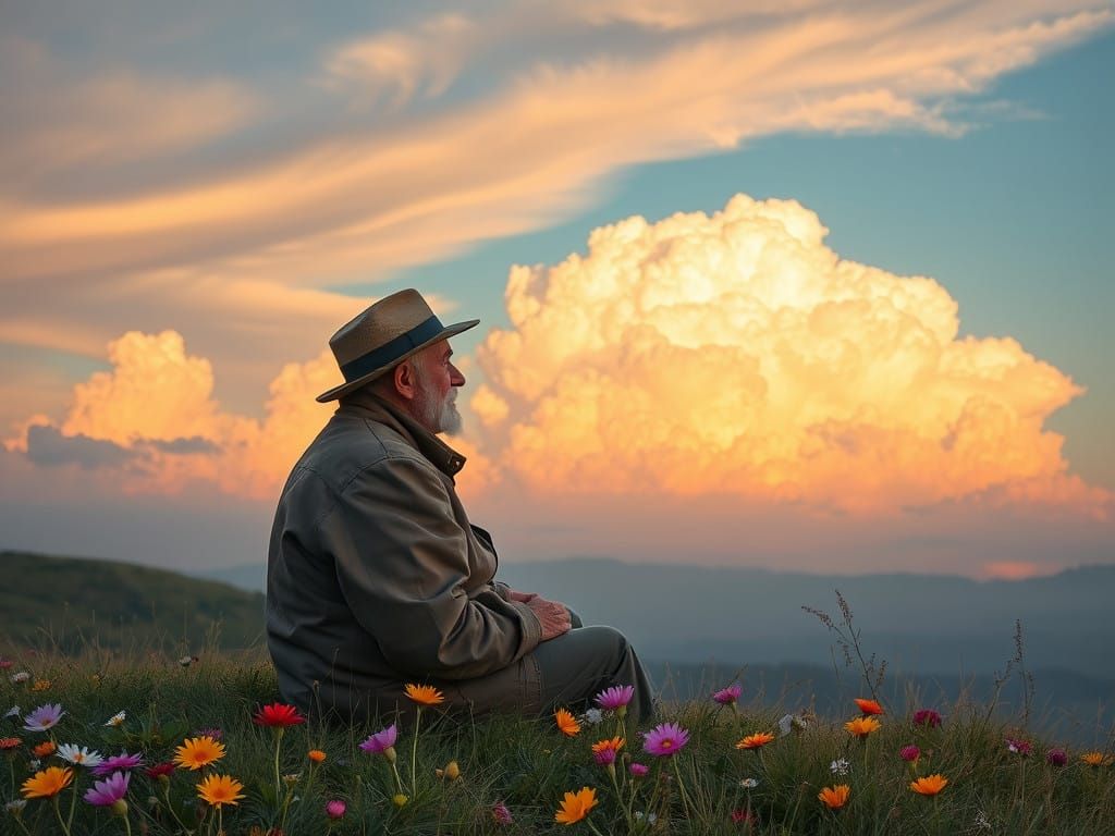 Ethereal Afternoon Solitude in a Verdant Hilltop