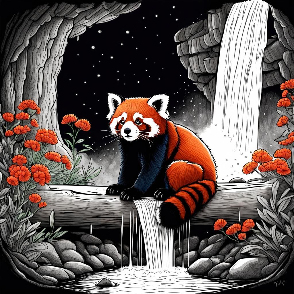 Red Panda iPhone SOS in Cosmic Night