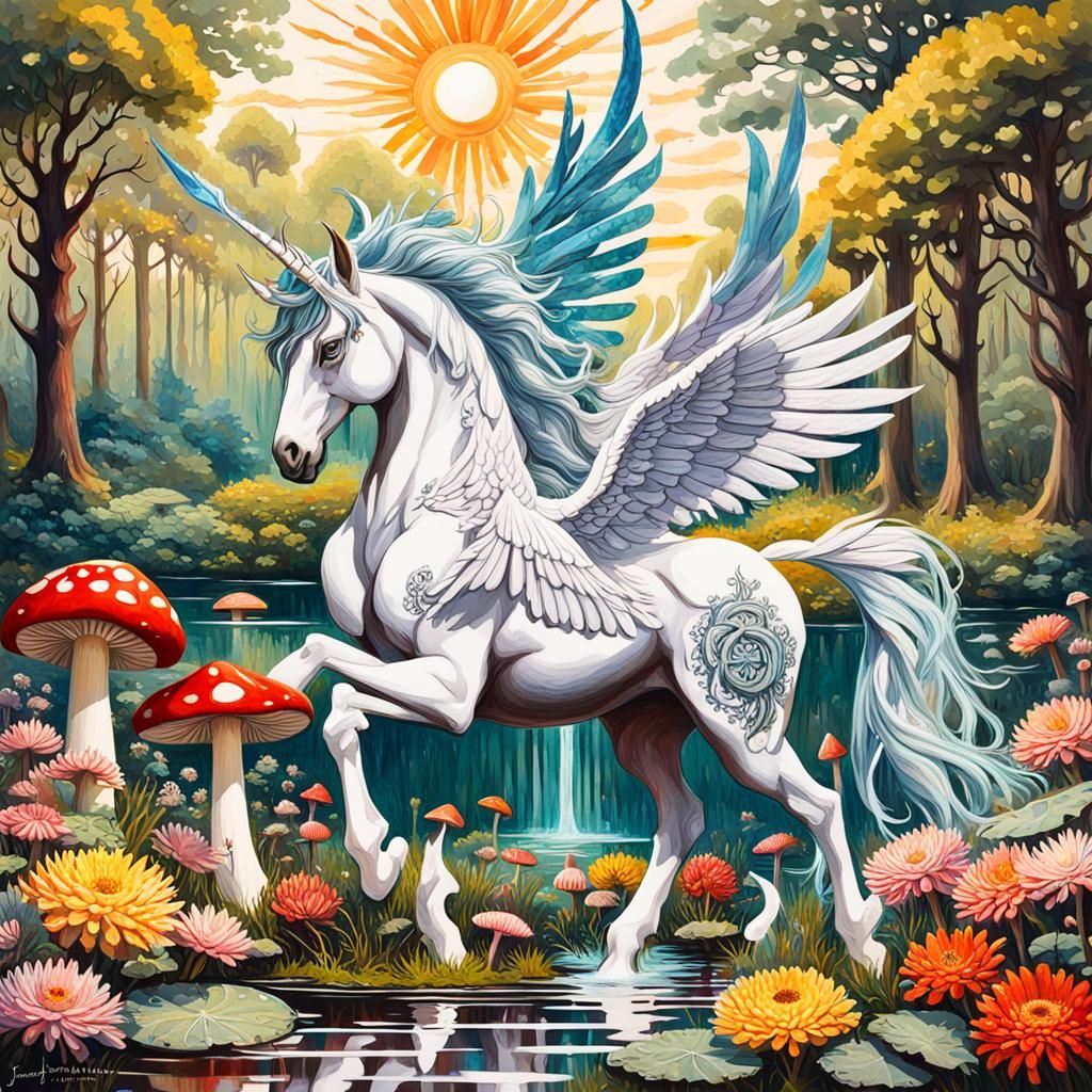 High Gothic Pegasus Alicorn in Cottagecore Garden
