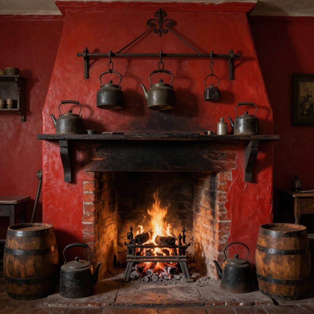 Realistic Painting of an Old Irish Fireplace