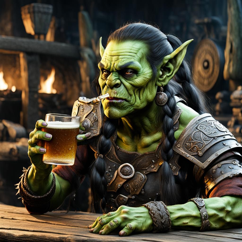 Orc Woman Drinking Grog