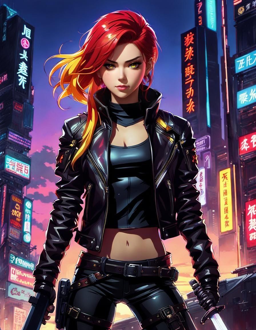 Sunset Shimmer Cyberpunk Anime Art