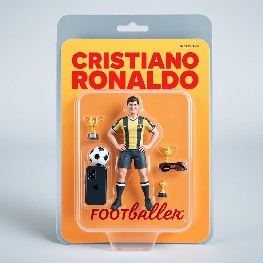 Collectible Cristiano Ronaldo Action Figure in Retro Packagi...
