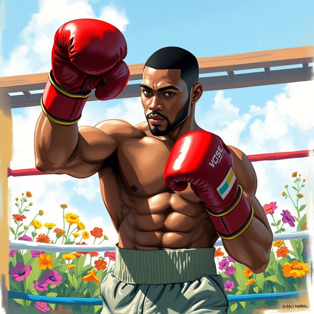 Boxer in Summer Ring: Digital Art