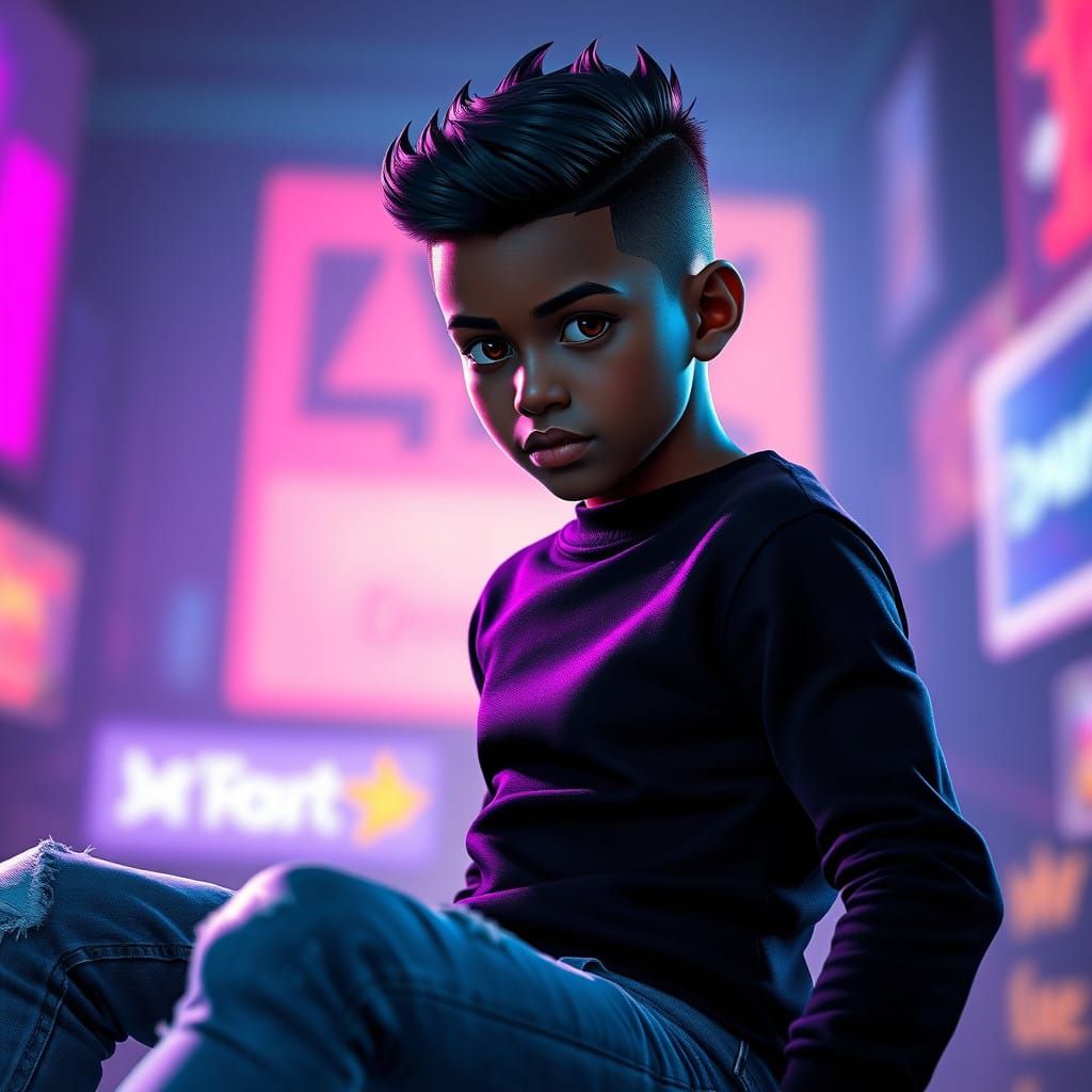 Competitive Brawl Stars Gamer in Neon-Lit Spotlight